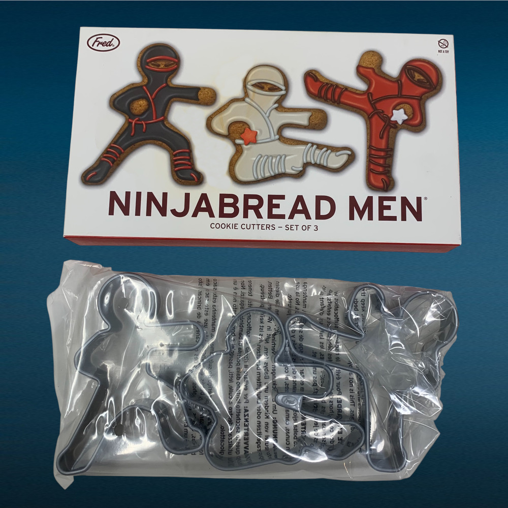NEW Fred Ninjabread Men Cookie Cutter Set of Three Boxed Humorous Boxed